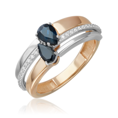 Кольцо из золота р. 18 PLATINA jewelry 01-5759-00-105-1111, сапфир/бриллиант