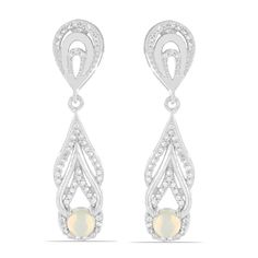 Серьги подвески из серебра Ювелирия T39955, опал/топаз