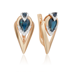 Серьги из белого/красного золота PLATINA jewelry 02-5228-00-105-1111, сапфир/бриллиант