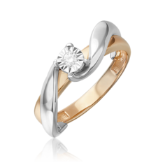 Кольцо из белого/красного золота р. 16,5 PLATINA jewelry 01-5758-00-101-1111, бриллиант