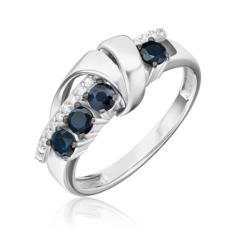 Кольцо из белого золота р. 16,5 PLATINA jewelry 01-5755-00-105-1120, сапфир/бриллиант