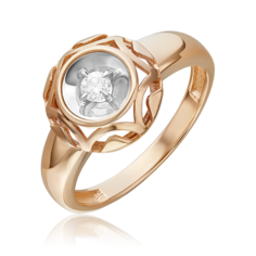 Кольцо из белого/красного золота р. 18,5 PLATINA jewelry 01-5754-00-101-1111, бриллиант