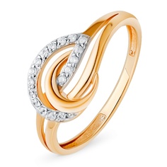 Кольцо из красного золота р. 16,5 585Gold 301012062, фианит