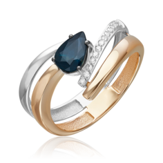Кольцо из золота р. 17 PLATINA jewelry 01-5745-00-105-1111, сапфир/бриллиант