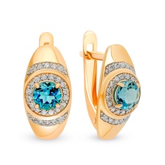 Серьги из красного золота 585Gold 202008111, топаз\фианит