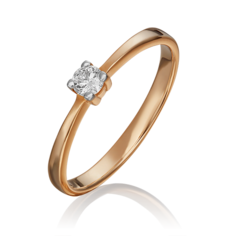 Кольцо из красного золота р. 15,5 PLATINA jewelry 01-0453-00-101-1110-30, бриллиант