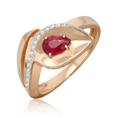 Кольцо из красного золота р. 18,5 PLATINA jewelry 01-5742-00-107-1110, рубин/бриллиант