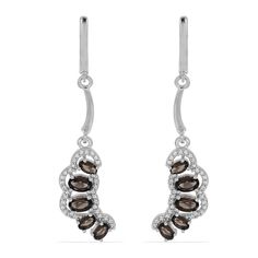 Серьги подвески из серебра Ювелирия T37064, кварц