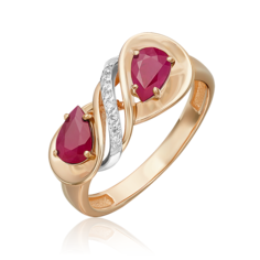 Кольцо из красного золота р. 17,5 PLATINA jewelry 01-5723-00-107-1110, рубин/бриллиант