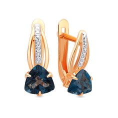 Серьги из красного золота 585Gold 202006925, топаз\фианит