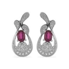 Серьги из серебра Ювелирия T36091, рубин/топаз