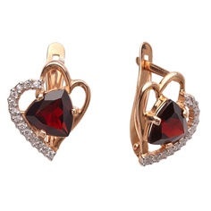 Серьги из красного золота 585Gold 202008185, гранат\фианит
