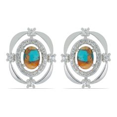 Серьги из серебра Ювелирия T41365, бирюза/топаз