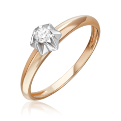 Кольцо из белого/красного золота р. 17,5 PLATINA jewelry 01-5806-00-101-1111, бриллиант