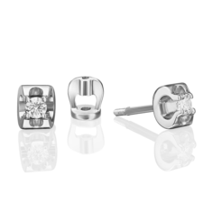 Серьги пусеты из белого золота PLATINA jewelry 02-5331-00-101-1120, бриллиант