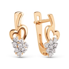 Серьги из красного золота 585Gold 302007194, фианит