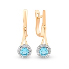 Серьги из красного золота 585Gold 202009880, топаз\фианит