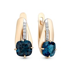 Серьги из красного золота 585Gold 202006918, топаз\фианит