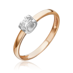 Кольцо из белого/красного золота р. 19 PLATINA jewelry 01-5795-00-101-1111, бриллиант