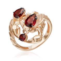 Кольцо из красного золота р. 18,5 PLATINA jewelry 01-5782-00-204-1110, гранат