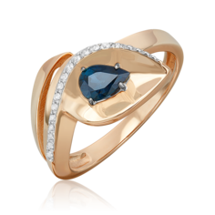 Кольцо из золота р. 18,5 PLATINA jewelry 01-5742-00-105-1111, сапфир/бриллиант