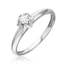 Кольцо из белого золота р. 16,5 PLATINA jewelry 01-5806-00-101-1120, бриллиант