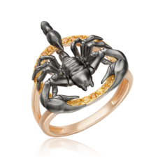 Кольцо из белого/красного золота р. 17,5 PLATINA jewelry 01-5777-00-206-1111, цитрин