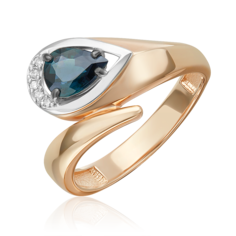 Кольцо из золота р. 17 PLATINA jewelry 01-5729-00-105-1111, сапфир/бриллиант