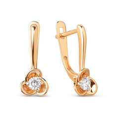 Серьги из красного золота 585Gold 302007182, фианит