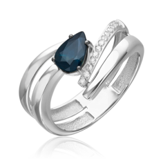 Кольцо из белого золота р. 19 PLATINA jewelry 01-5745-00-105-1120, сапфир/бриллиант