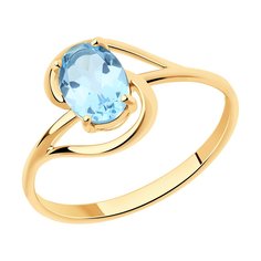 Кольцо из красного золота р. 15,5 Diamant 51-310-00984-1, топаз
