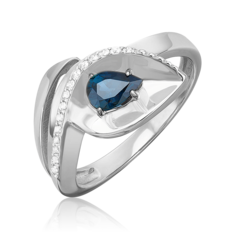 Кольцо из белого золота р. 18,5 PLATINA jewelry 01-5742-00-105-1120, сапфир/бриллиант