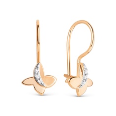 Серьги из красного золота 585Gold 602001788, фианит