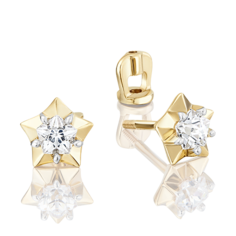 Серьги пусеты из желтого золота PLATINA jewelry 02-3635-00-501-1130-38, фианит