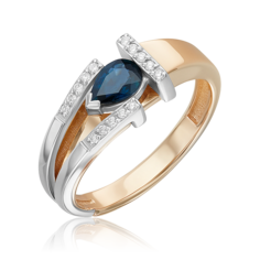 Кольцо из золота р. 17,5 PLATINA jewelry 01-5746-00-105-1111, сапфир/бриллиант