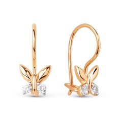 Серьги из красного золота 585Gold 602001753, фианит