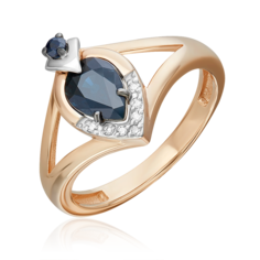 Кольцо из золота р. 18 PLATINA jewelry 01-5733-00-105-1111, сапфир/бриллиант