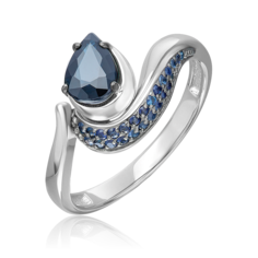 Кольцо из белого золота р. 18 PLATINA jewelry 01-5734-00-102-1120, сапфир