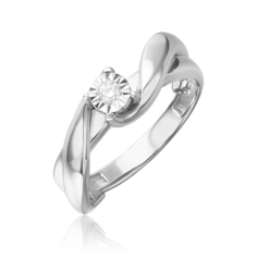 Кольцо из белого золота р. 16,5 PLATINA jewelry 01-5758-00-101-1120, бриллиант