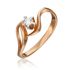 Кольцо из белого/красного золота р. 16,5 PLATINA jewelry 01-0019-00-101-1111-30, бриллиант
