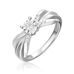 Кольцо из белого золота р. 17,5 PLATINA jewelry 01-5725-00-101-1120, бриллиант