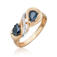 Кольцо из золота р. 18,5 PLATINA jewelry 01-5723-00-105-1111, сапфир/бриллиант
