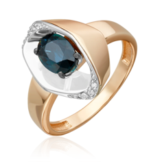 Кольцо из золота р. 18,5 PLATINA jewelry 01-5731-00-105-1111, сапфир/бриллиант