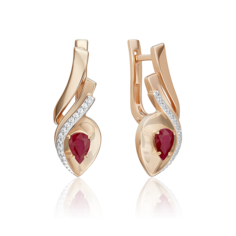 Серьги из красного золота PLATINA jewelry 02-5240-00-107-1110, рубин/бриллиант
