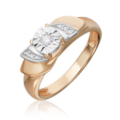 Кольцо из белого/красного золота р. 18 PLATINA jewelry 01-5736-00-101-1111, бриллиант