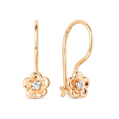 Серьги из красного золота 585Gold 602001752, фианит