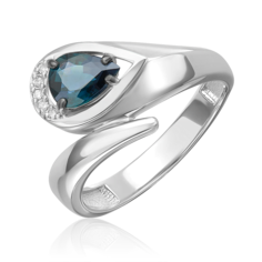Кольцо из белого золота р. 17 PLATINA jewelry 01-5729-00-105-1120, сапфир/бриллиант