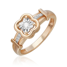 Кольцо из белого/красного золота р. 16,5 PLATINA jewelry 01-5741-00-101-1111, бриллиант
