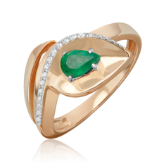 Кольцо из золота р. 18 PLATINA jewelry 01-5742-00-106-1111, изумруд/бриллиант