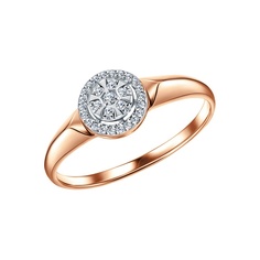 Кольцо из красного золота р. 17,5 585Gold 101015503, бриллиант